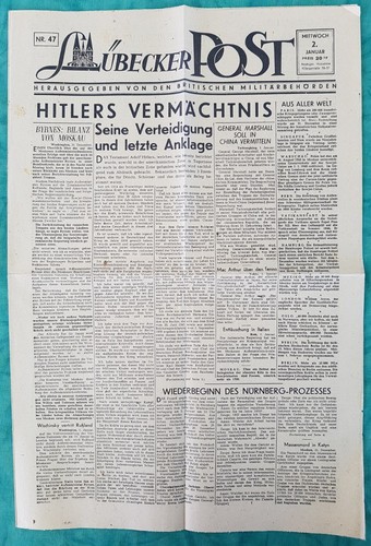 1946 lübecker post - 02.01.1946, post"